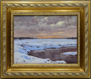 Jan GRUBIŃSKI (1874-1945), Zachód słońca zimą