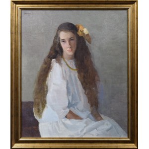 Stanislaw GAŁEK (1876-1961), Portrait of a girl with a bow, 1910
