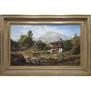 Albert Emil KIRCHNER (1813-1885), Krajina so štafážou, 1873