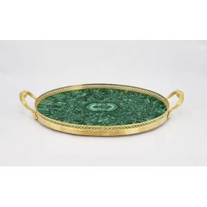 Oval tray, with malachite