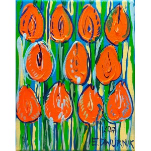 Edward Dwurnik (1943 - 2018), Orange Tulips, 2017