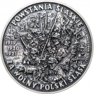 medal POWSTANIA ŚLĄSKIE - ZA POLSKI ŚLĄSK, medal wznowiony w 1983 roku (pierwotne bicie z 1982 roku zawierało 15 sztuk w srebrze), srebro Ag, masa rzeczywista: 187 g, nakład z 1983 roku: 5 sztuk