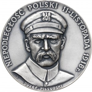 medal JÓZEF PIŁSUDSKI NIEPODLEGŁOŚĆ POLSKI, 1983, srebro Ag, masa rzeczywista: 185 g