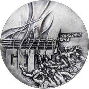 medal 40 ROCZNICA POWSTANIA W GETCIE WARSZAWSKIM, 1983, srebro Ag, masa rzeczywista: 160 g, nakład: tylko 17 sztuk