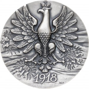 medal NACZELNIK PAŃSTWA JÓZEF PIŁSUDSKI, 1987, srebro Ag, masa rzeczywista: 182 g, nakład: 30 sztuk, GRUBY