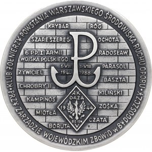 Medal GENERAŁ KAZIMIERZ SOSNKOWSKI, 1988, srebro Ag, masa rzeczywista: 148 g, nakład: 30 sztuk
