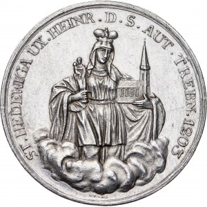 Trzebnica - Medal z okazji 600-lecia założenia klasztoru żeńskiego w Trzebnicy koło Wrocławia, 1803, srebro o masie 21,2 g