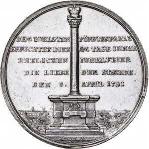 Śląsk, Księstwo wirtembersko-oleśnickie, medal, 1791 r., srebro, średnica: 43 mm, masa: 26,56 g, przepiękny stan zachowania