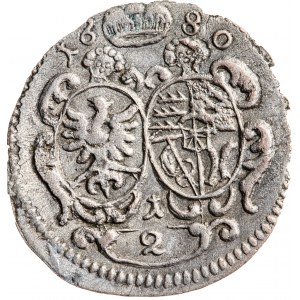 Śląsk, Księstwo bierutowskie - Krystian Ulryk 1668-1698 , ½ krajcara 1680 r. moneta jednostronna