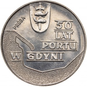 10 zł 1972, 50 LAT PORTU W GDYNI, TŁO Z FAKTURĄ, PRÓBA NIKIEL