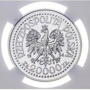 20 000 zł 1994, ZYGMUNT I STARY, POPIERSIE, PRÓBA NIKIEL, MAX NGC, MS 69