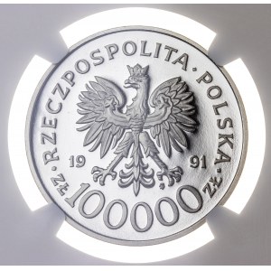 100 000 zł 1991, BITWA O ANGLIĘ 1940, PRÓBA NIKIEL, MAX NGC, PF 69 ULTRA CAMEO