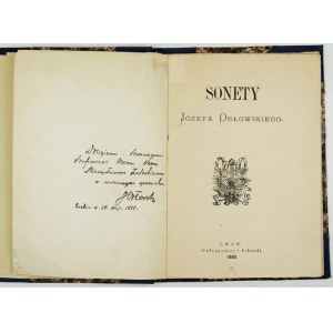 J. OSSOLIŃSKI - Sonety. 1888. Dedykacja autora.