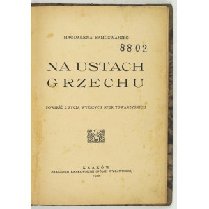 SAMOZWANIEC M. - Na rtech hříchu. 1922 - knižní debut