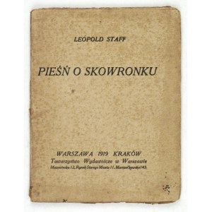 STAFF Leopold - Píseň skřivana. 1919. 1. vyd.
