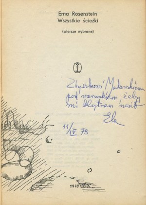 ROSENSTEIN Erna - All Paths. Selected Poems [First edition 1979] [AUTOGRAPH AND DEDICATION FOR ZBIGNIEW MAKOWSKI].