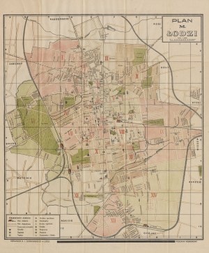 [Map] City plan of Lodz [1934] [streetcar schedule].