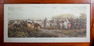 [grafika] KOSSAK Juliusz - Książę Józef Poniatowski zwiedza stadninę koni Mohorta [1912]