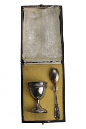 Spoon + cup set - France 19th century.