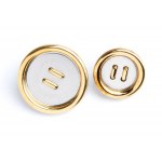 REPOSSI: set of 14 steel and gold buttons