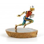 DAMIANI: gold, diamond and enamel brooch depicting an American football player