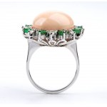 ASCIONE: Diamond emerald Angel Skin coral gold ring