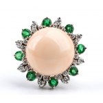 ASCIONE: Diamond emerald Angel Skin coral gold ring