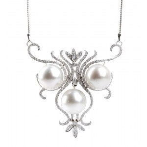 ASCIONE: Diamond Australian pearl gold necklace