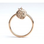 POMELLATO, Dodo collection: Rose gold ring with two hearts' pendant with diamonds