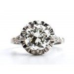 Diamond platinum ring approx. 2.20 ct- 1930s