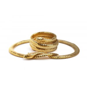 gold demi - parure with snake shaped necklace and bracelet
