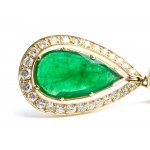 Emerald diamond drop gold pair of earrings