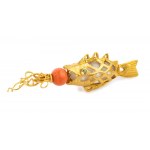 Gold and rock crystal fish pendant