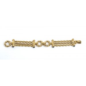 Cabochon blue sapphire gold bracelet