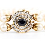 Pearl necklace diamond sapphire gold firmness