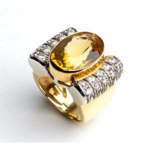 Yellow quartz gold ring
