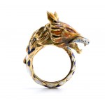 Gold enamel fox ring