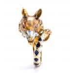 Gold enamel fox ring