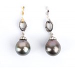 Two gold necklace with Tahitian pearl