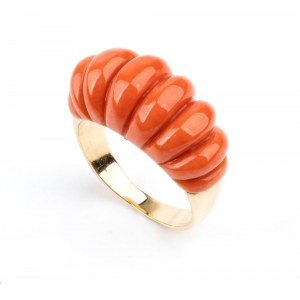 Cerasuolo coral gold band ring