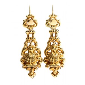 Bourbon gold drop earrings - mid 19th century