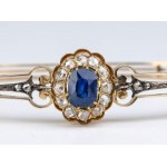 Diamond sapphire gold silver bracelet and brooch - late 19th century