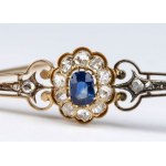 Diamond sapphire gold silver bracelet and brooch - late 19th century