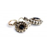 Gold and silver earrings in floreal motif with sapphires and Old Cut diamonds