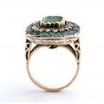 Emerald diamond gold silver ring