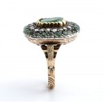 Emerald diamond gold silver ring