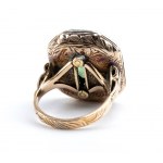 Emerald diamond gold silver ring