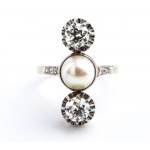 Diamond pearl gold ring