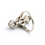 Diamond pearl gold ring