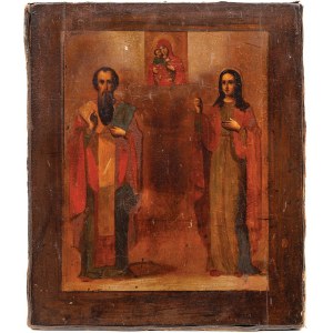 IKONA, PARA ŚWIĘTYCH, Rosja, XIX w.